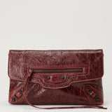 Balenciaga Le City crinkled leather clutch