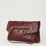 Balenciaga Le City crinkled leather clutch