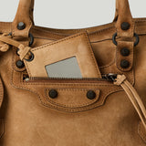 BALENCIAGA Le City small fringed suede bag