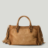 BALENCIAGA Le City small fringed suede bag
