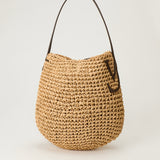 JW Anderson Bulb leather-trimmed raffia shoulder bag