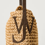 JW Anderson Bulb leather-trimmed raffia shoulder bag