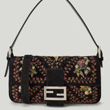 Fendi Baguette 26424 embroidered suede bag
