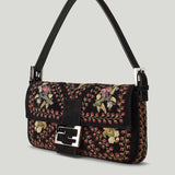 Fendi Baguette 26424 embroidered suede bag