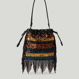 Etro Kalispera fringed embellished drawstring bag