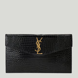 Saint Laurent Uptown crocodile-embossed leather pouch