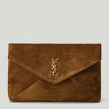 Saint Laurent Cassandre large suede envelope pouch