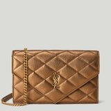 Saint Laurent Paris metallic leather chain wallet
