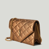 Saint Laurent Paris metallic leather chain wallet