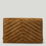 Saint Laurent Cassandre Envelope suede chain wallet
