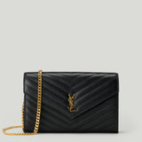 Saint Laurent Cassandre Envelope small leather wallet on chain