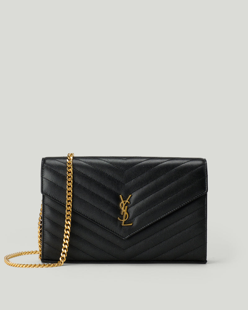 Saint Laurent Cassandre Envelope small leather wallet on chain