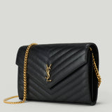 Saint Laurent Cassandre Envelope small leather wallet on chain