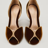 Gianvito Rossi Metallic leather-trimmed velvet pumps