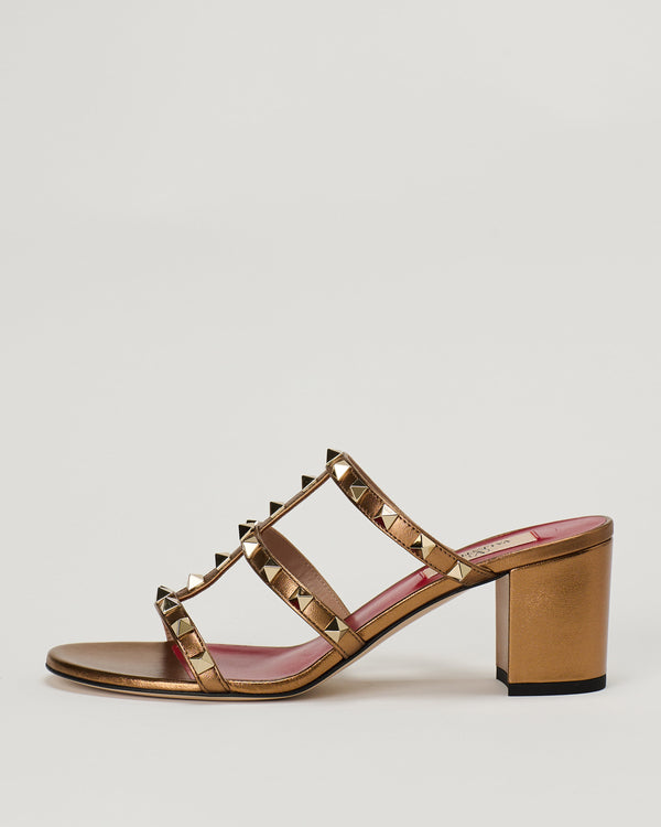 Valentino Garavani Bowow metallic leather platform sandals