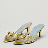 Valentino Garavani Royal 75 metallic leather mules