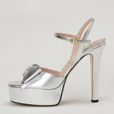 Valentino Garavani Bowow metallic leather platform sandals