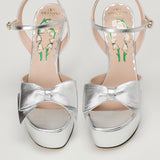 Valentino Garavani Bowow metallic leather platform sandals