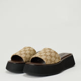 Gucci GG Supreme jacquard canvas platform slides