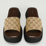 Gucci GG Supreme jacquard canvas platform slides
