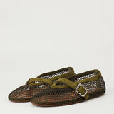 Alaïa Suede-trimmed mesh ballet flats