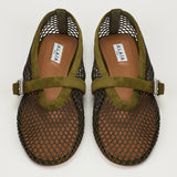 Alaïa Suede-trimmed mesh ballet flats