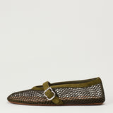 Alaïa Suede-trimmed mesh ballet flats