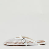 Alaïa Fishnet leather-trimmed flats