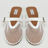 Alaïa Fishnet leather-trimmed flats