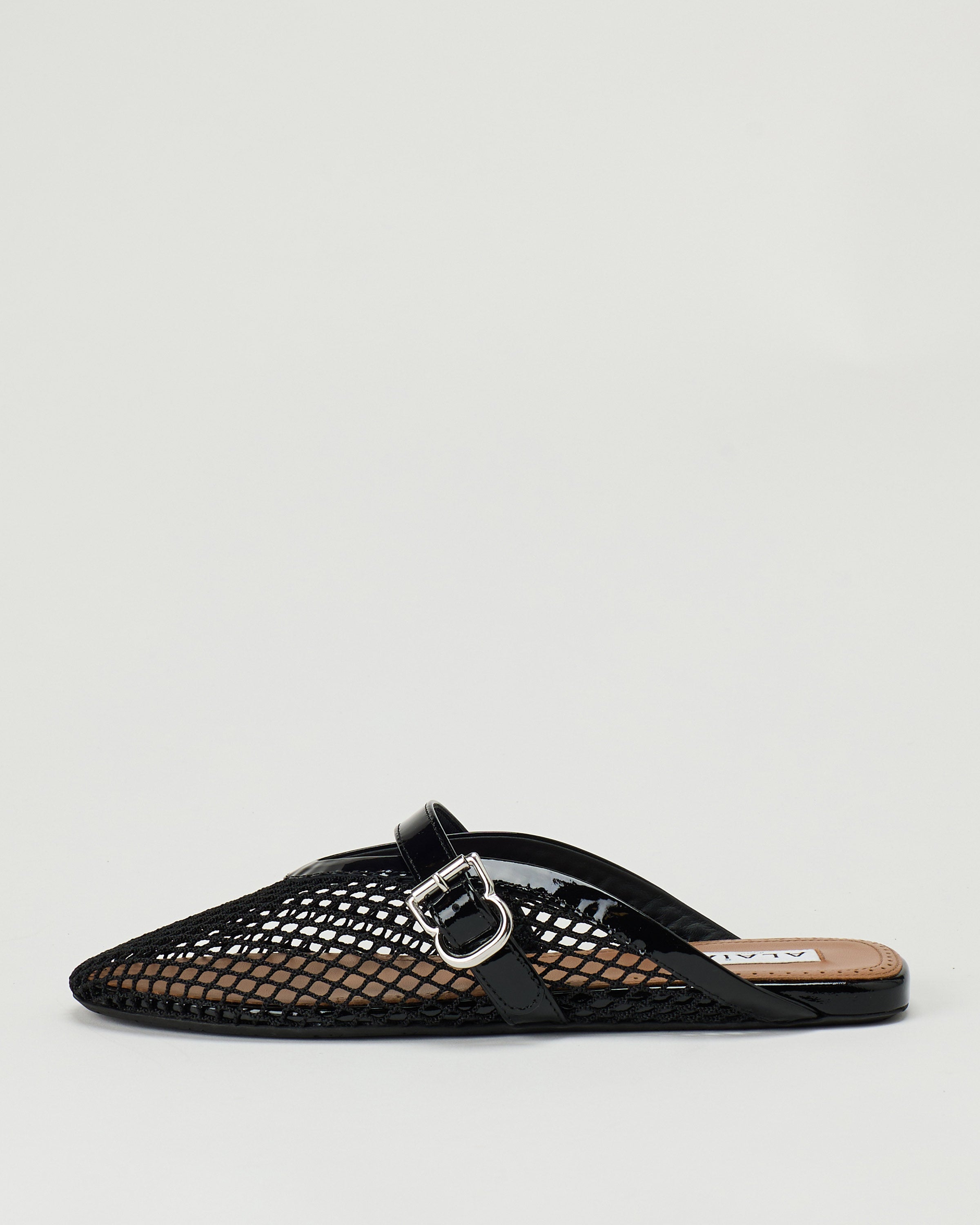 Alaïa Fishnet leather-trimmed flats – Luisa World