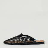 Alaïa Fishnet leather-trimmed flats