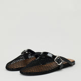 Alaïa Fishnet leather-trimmed flats