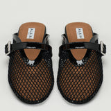 Alaïa Fishnet leather-trimmed flats