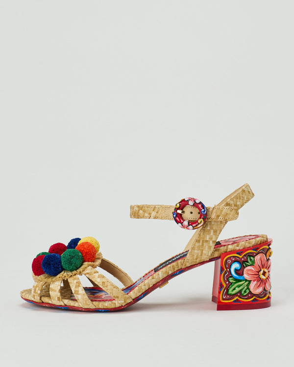 Dolce & Gabbana Raffia sandals with embroidery