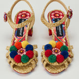 Dolce & Gabbana Raffia sandals with embroidery