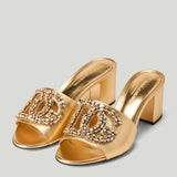 Dolce & Gabbana Crystal metallic mules