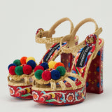 Dolce & Gabbana Raffia platform sandals with embroidery