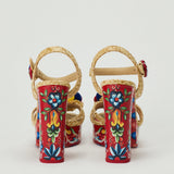 Dolce & Gabbana Raffia platform sandals with embroidery