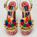 Dolce & Gabbana Raffia platform sandals with embroidery