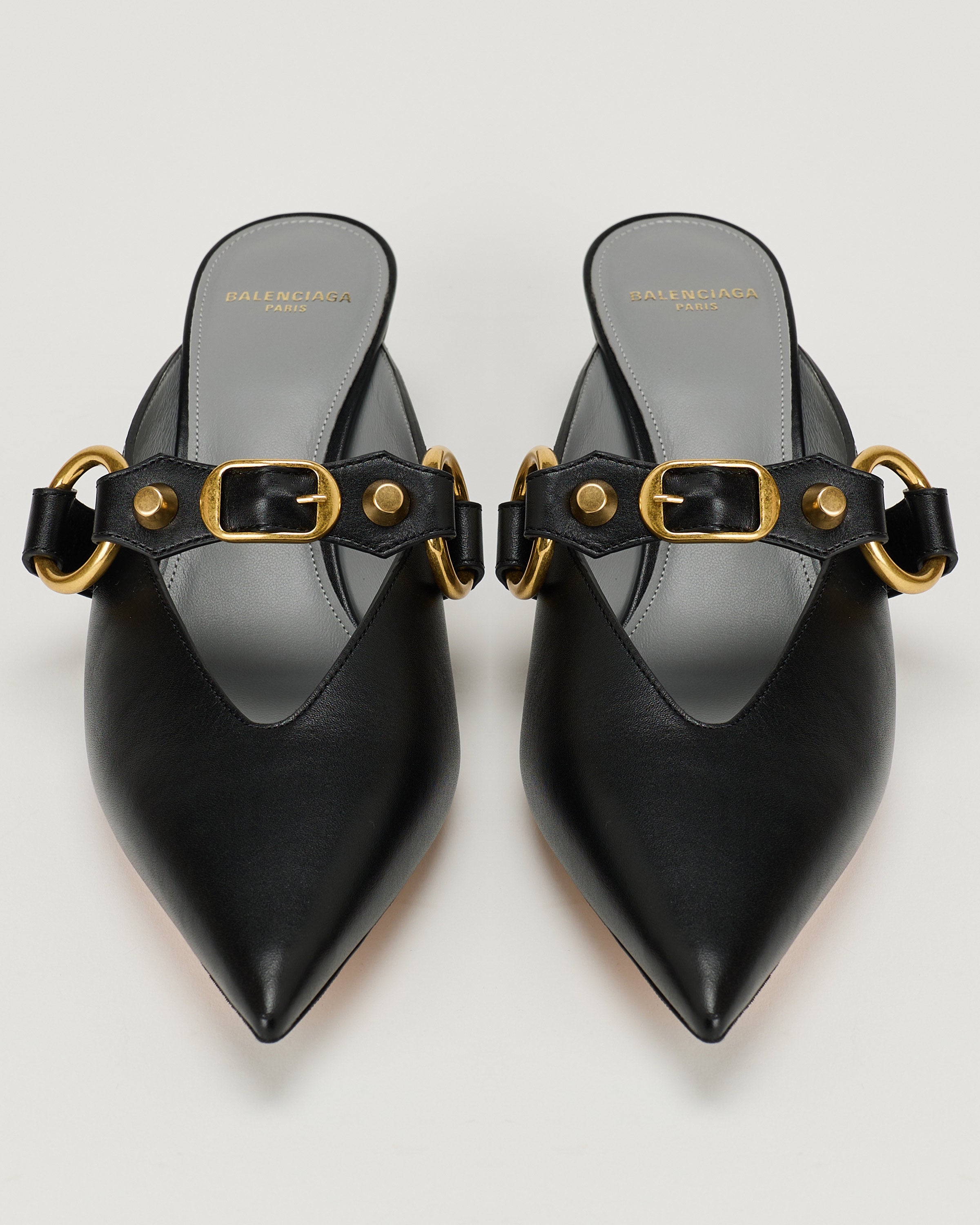 BALENCIAGAレザーミュール Balenciaga City embellished leather mules – Luisa World