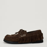 JW Anderson Ruffled suede boat shoes