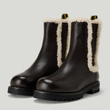 Fendi Shearling-trimmed leather Chelsea boots