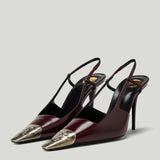 Saint Laurent Jeanne Cassandre embossed leather slingback pumps