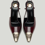 Saint Laurent Jeanne Cassandre embossed leather slingback pumps