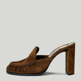 Saint Laurent Le Loafer suede heeled mules