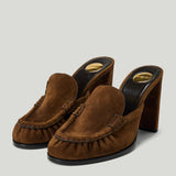 Saint Laurent Le Loafer suede heeled mules