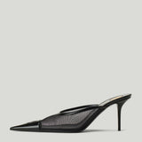 Saint Laurent Renée Cassandre embroidered mesh mules
