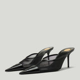 Saint Laurent Renée Cassandre embroidered mesh mules