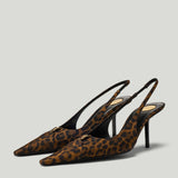 Saint Laurent Babylone 90 leopard-print slingback pumps