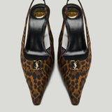 Saint Laurent Babylone 90 leopard-print slingback pumps